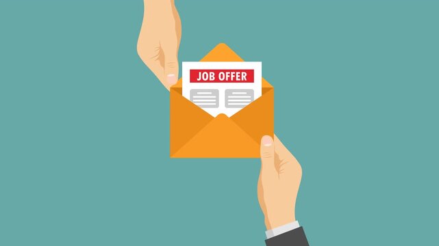 giving a job offer video animation flat concept
