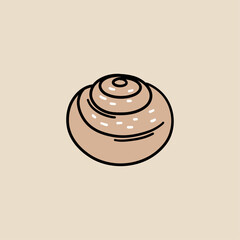 Cinnamon Roll Pastry, Cozy Minimal Hand Drawn Flat Vector Illustration