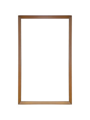 Simple brown wooden picture frame is isolated.
