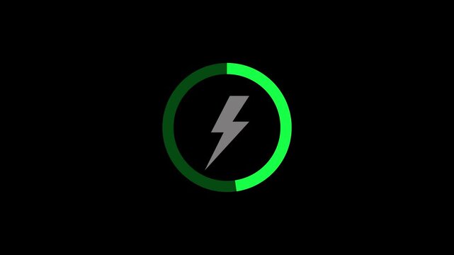 Charging lightning bolt icon motion graphic