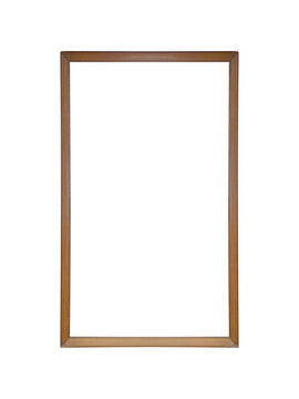 Simple brown wooden picture frame is isolated.