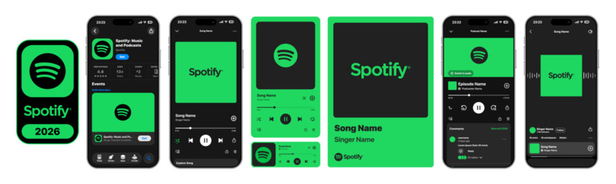 Spotify 2026 music and podcast player with smart playlists personalized audio experience and optimized App Store download page design