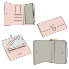 Stylish Wallets and Card Organizers with Zipper and Snap Closures Showing Interior and Exterior Design for Everyday Use