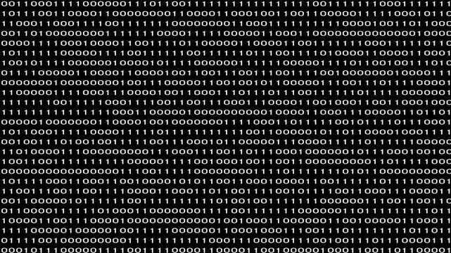 Realistic Binary Code Stream Cascading 0 and 1 up to down animation. abstract data, information, and the digital realm technology and data effect concept. 