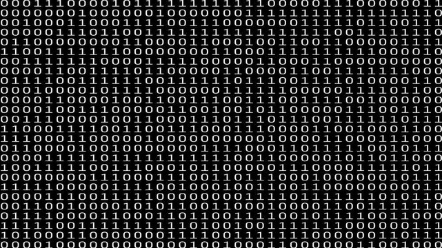 Realistic Binary Code Stream Cascading 0 and 1 up to down animation. abstract data, information, and the digital realm technology and data effect concept. 