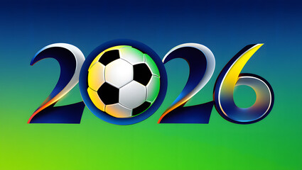 Obraz premium Vibrant 2026 Soccer Event Concept with Stylized Numbers and Gradient Background