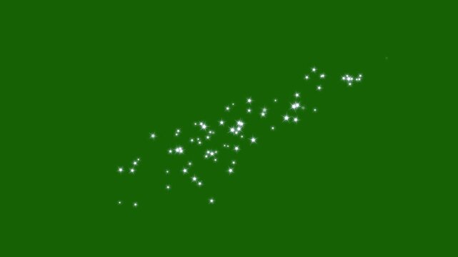 Magical Glitter Sparkle Burst 4K Animation, White Twinkling Stars, Pixie Dust Trail, Shining Glow Particles and Fast Motion Line on green screen Overlay