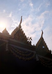 Ornate Temple Roof Silhouette Against Sky in Pattaya Thailand