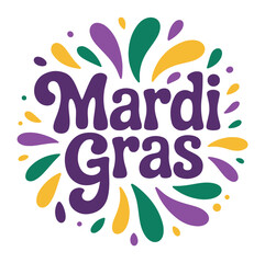Obraz premium Mardi Gras Celebration Logo with Purple, Green, and Yellow Decorations