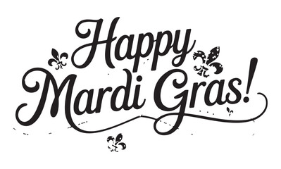 Mardi Gras Celebration Text with Fleur de Lis © Baloch