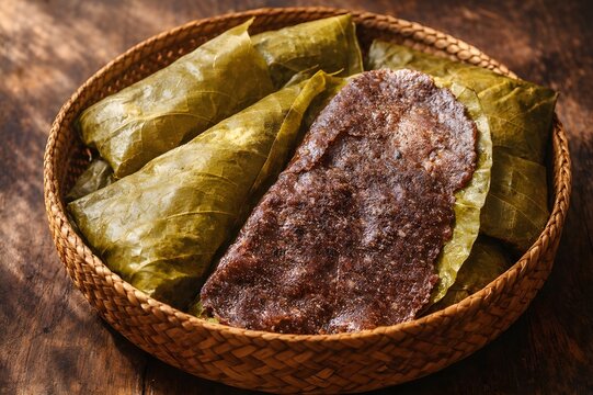 Woven Basket Filled with Steamed Sri Lankan Halapa Millet Sweets