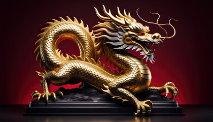 Fototapeta premium Mythical Chinese Dragon with Golden Scales Symbolizing Power and Prosperity for Lunar New Year