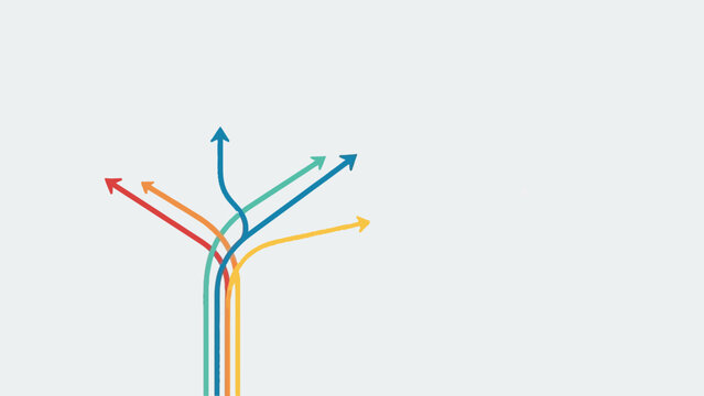 Multiple colorful arrows diverging to show different paths and choices