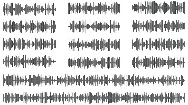 Sound waves collection. Tune equalizer vector set. Music wave, audio lines, signal, sound pattern. Vector illustration.