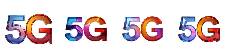 Multicolored 5g logo with gradient effect isolated on transparent background