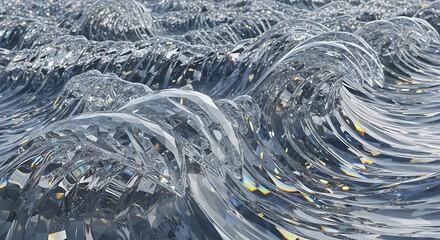 Abstract Crystal Waves Transparent Background Design Element