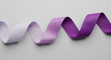 Abstract Purple Ribbon Wave on Transparent Background