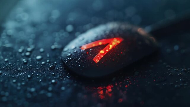 Video A computer mouse sitting on a wet surface