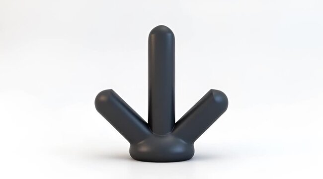 Minimalist Dark Grey 3D Down Arrow Icon on White Background