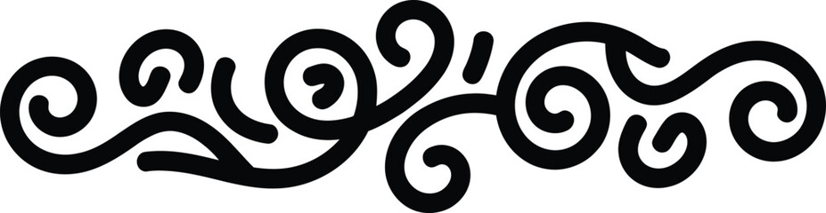 Fototapeta premium Ornate black and white flourish divider featuring swirling curves and elegant graphic elements.