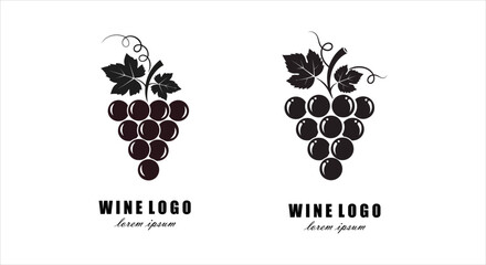 Naklejka premium Elegant Wine Logo Design Featuring Grapes and Vine Leaves