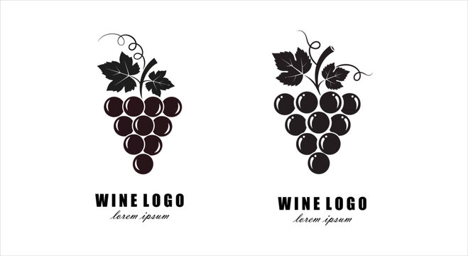 Elegant Wine Logo Design Featuring Grapes and Vine Leaves