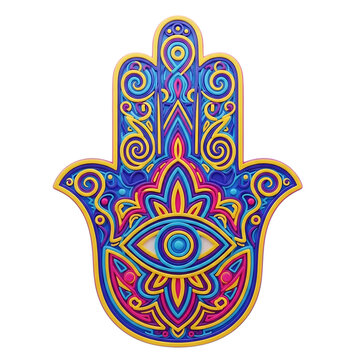 Colorful hamsa hand eye symbol design