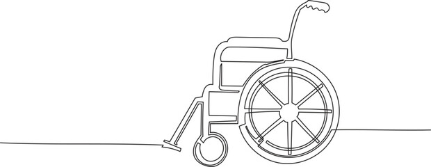Continuous One Line Drawing of a Wheelchair eps10