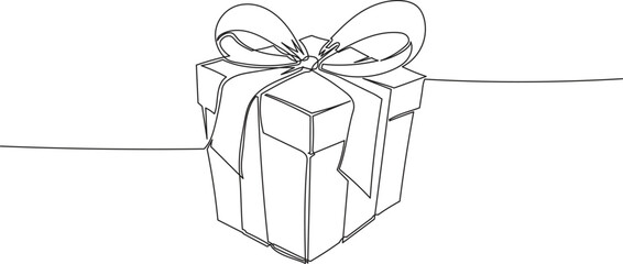 Continuous One Line Drawing of a Gift Box eps10