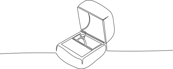 Continuous One Line Drawing of a Ring Box eps10