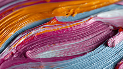 Vibrant textured paint strokes creating a dynamic abstract composition with rich pigments