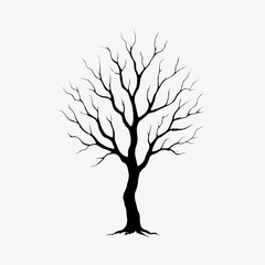 Fototapeta premium Bare tree silhouette illustration.