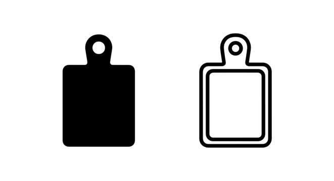 Square cutting board icon and outline, essential kitchenware for food prep