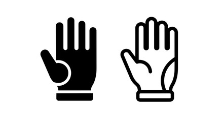 Fototapeta premium Protective Glove Icon Collection: Essential Hand Safety Gear in Outline and Silhouette