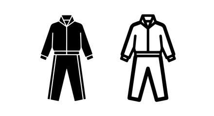 Obraz premium Modern Tracksuit Outfit Icon Design: Solid and Outline Sportswear for Active Lifestyle