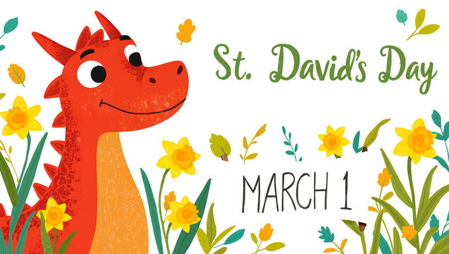 Happy st davids day daffodil festive transparent background