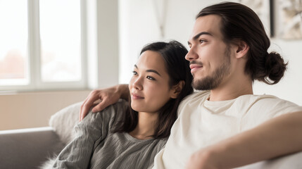 Obraz premium couple enjoying calm Valentin's afternoon indoors