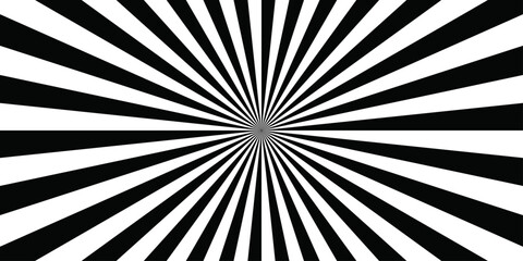 Retro vintage grunge black and white radial burst sunburst ray pattern. Sunburst vector copyspace background. Vintage sunrays illustration swirl line. Abstract circuses, stripe background design.