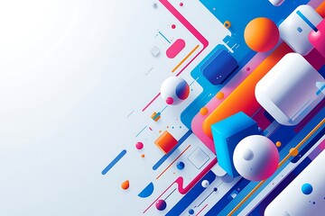 Obraz premium Generative AI Abstract Geometric Composition with Vibrant Colors and Dynamic Shapes