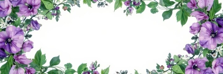 Fototapeta premium Elegant green & purple floral wreath, wedding frame , floral, nature