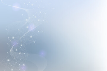 Geometric abstract background with connected line and dots. Structure molecule and communication. Big Data Visualization. Medical, technology, science background. Vector illustration.