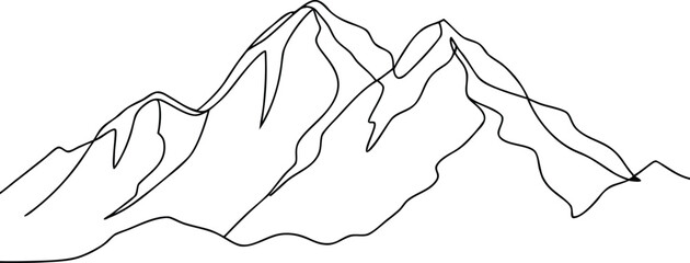 Simple Mountain Line Drawing