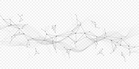 Abstract vector network connection background. Digital technology dots and lines connection concept for science, data, ai, futuristic background. Molecular plexus design.