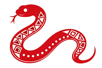 Obraz premium Red Paper Cut Snake with Geometric Patterns
