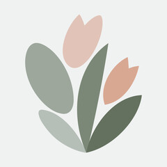 Minimal Abstract Tulip-Style Floral Flat Vector Illustration