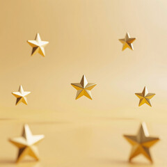 Obraz premium Geometric gold stars on a yellow gradient background illustration