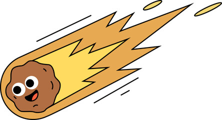 Cute meteor comet character flying in space illustration © SOYOUNG