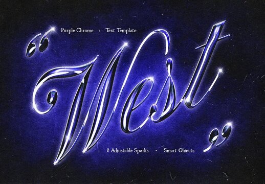 Dark Purple Chrome Text Effect Mockup