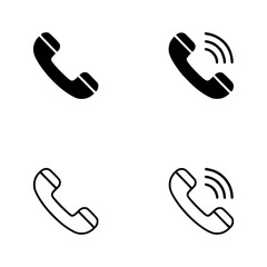 Minimalist Telephone Icons Set in Monochrome Style and Calm Mood