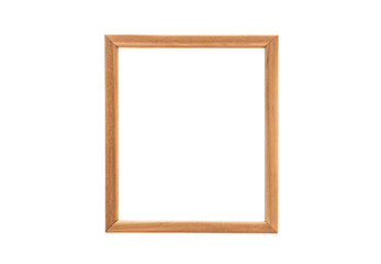 Obraz premium Empty natural wood picture frame with simple rectangular design, isolated on a transparent background